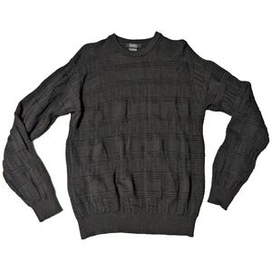 GIORGIOLINI Men Large Black Wool Viscose Long Sleeve Sweater‎ Made In Italy